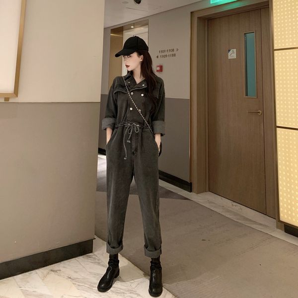 spring and autumn women's lapel double-breasted high-waist lace-up long-sleeved loose jumpsuit 210514, Black;white
spring and autumn women's lapel double-breasted high-waist lace-up long-sleeved loose jumpsuit 210514, Black;white