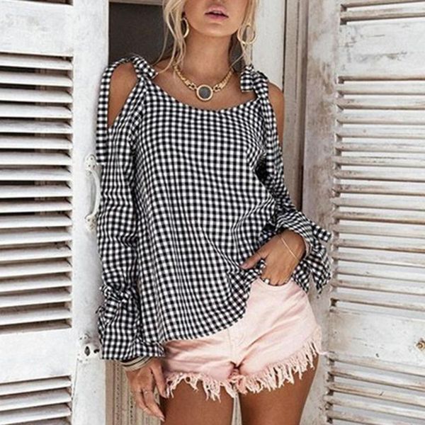 fashion plaid bandage blouse shirt cold shoulder o-neck tee casual autumn ladies female women long sleeve blusas pullover women's blou, White
fashion plaid bandage blouse shirt cold shoulder o-neck tee casual autumn ladies female women long sleeve blusas pullover women's blou, White