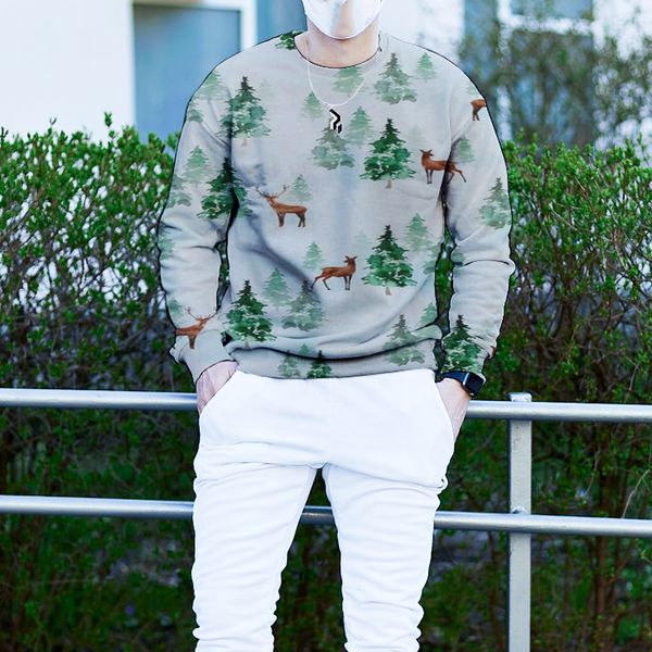 men's christmas 3d printing long sleeve hoodless sweater christmas forest fawn pattern clothing, White;black
men's christmas 3d printing long sleeve hoodless sweater christmas forest fawn pattern clothing, White;black