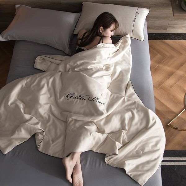 comforters & sets summer tencel naked sleeping cool quilt solid color embroidery air conditioning single double thin lb63015
comforters & sets summer tencel naked sleeping cool quilt solid color embroidery air conditioning single double thin lb63015