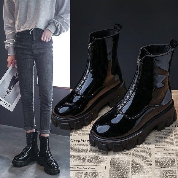 boots 2021 autumn women chunky patent leather platform motorcyle with zipper black female booties punk botas mujer 8738c
boots 2021 autumn women chunky patent leather platform motorcyle with zipper black female booties punk botas mujer 8738c