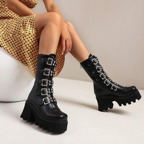 boots punk rock steam metal buckle motorcycle women rivet chunky heel short booties thick platform gothic shoes lad, Black
boots punk rock steam metal buckle motorcycle women rivet chunky heel short booties thick platform gothic shoes lad, Black