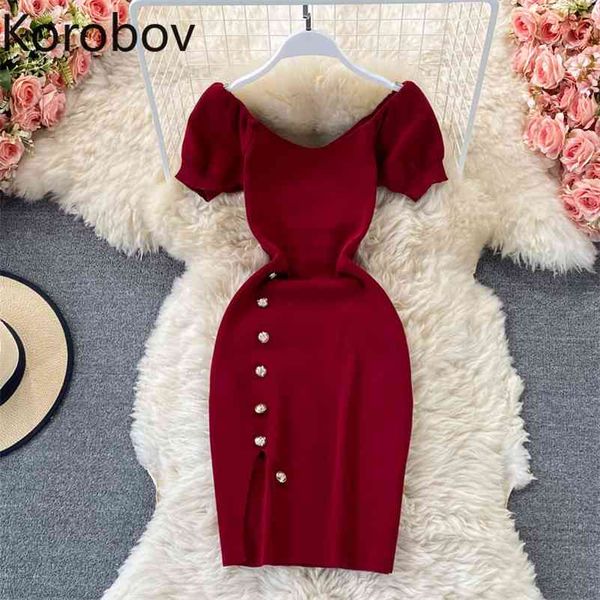 korobov new arrival women knitted dress korean elegant v neck female dresses summer chic sweet vintage vestidos femme 210430, Black;gray
korobov new arrival women knitted dress korean elegant v neck female dresses summer chic sweet vintage vestidos femme 210430, Black;gray