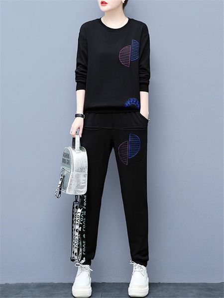 women's two piece pants spring autumn fashion suit round neck pullover blouse+elastic waist trousers plus size casual loose two-piece s, White
women's two piece pants spring autumn fashion suit round neck pullover blouse+elastic waist trousers plus size casual loose two-piece s, White