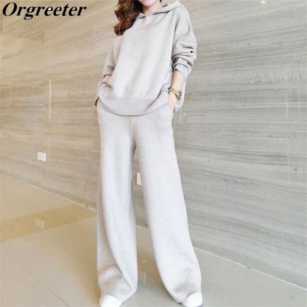 wide leg pants cashmere sweater suit female winter loose hooded knitted pullover and casual tracksuit women knit 210525, White
wide leg pants cashmere sweater suit female winter loose hooded knitted pullover and casual tracksuit women knit 210525, White