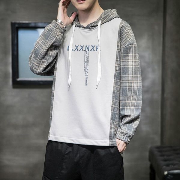 men's hoodies & sweatshirts hooded sweater men's fake two-piece long-sleeved plaid clothes japanese style trendloose autumn jacket, Black
men's hoodies & sweatshirts hooded sweater men's fake two-piece long-sleeved plaid clothes japanese style trendloose autumn jacket, Black