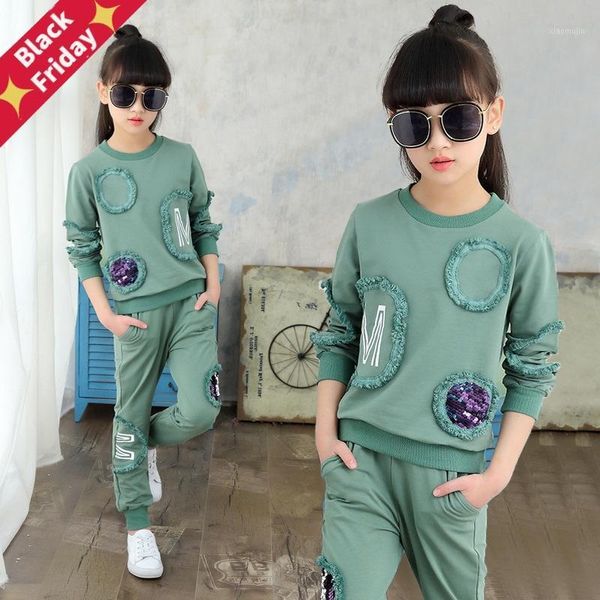 children clothing spring teen girls clothes set sequin long sleeve +pants 2 pcs kids tracksuit sports suits 4-13 y sets, White
children clothing spring teen girls clothes set sequin long sleeve +pants 2 pcs kids tracksuit sports suits 4-13 y sets, White