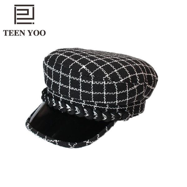berets fashion ladies military hats winter plaid tweed small fragrance pu eaves flat casquette militaire women casual snapback, Blue;gray
berets fashion ladies military hats winter plaid tweed small fragrance pu eaves flat casquette militaire women casual snapback, Blue;gray