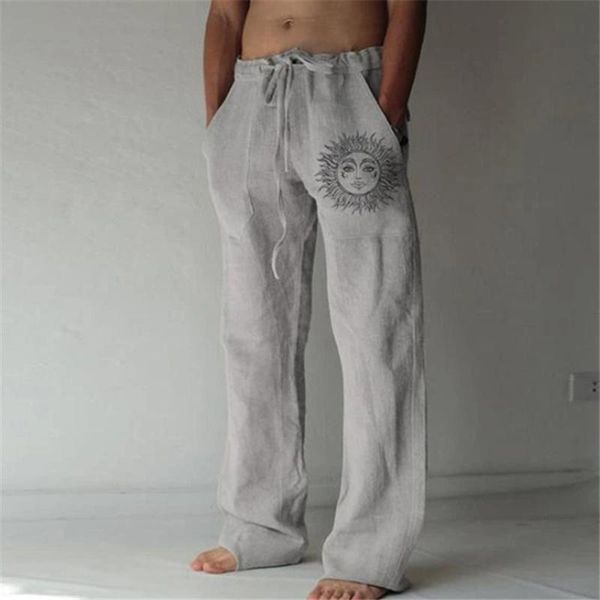 men's pants 2021 casual cotton linen vintage sun print loose straight fashion drawstring mid waist men streetwea, Black
men's pants 2021 casual cotton linen vintage sun print loose straight fashion drawstring mid waist men streetwea, Black