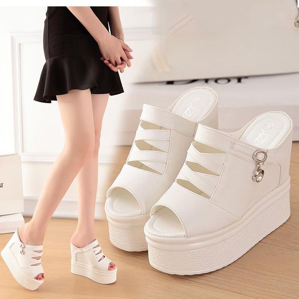 summer wedges thick-soled fish mouth shoes women's height increases inside, flat slippers 14cm high heels outside, Black
summer wedges thick-soled fish mouth shoes women's height increases inside, flat slippers 14cm high heels outside, Black