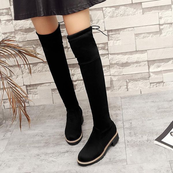boots fashion over-the-knee casual long for women flat with low lace-up autumn winter round toe pu sewing shoes, Black
boots fashion over-the-knee casual long for women flat with low lace-up autumn winter round toe pu sewing shoes, Black