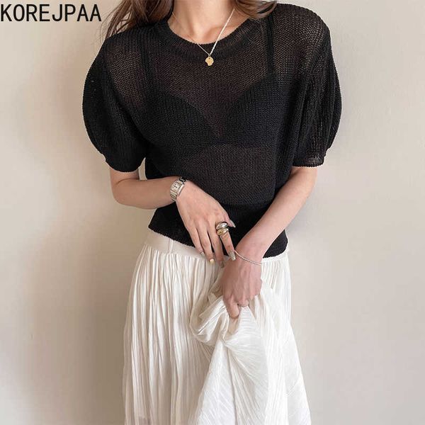 korejpaa women set summer korean chic temperament round neck hollow micro-permeable puff sleeve sweater waist pleated skirt 210526, White
korejpaa women set summer korean chic temperament round neck hollow micro-permeable puff sleeve sweater waist pleated skirt 210526, White