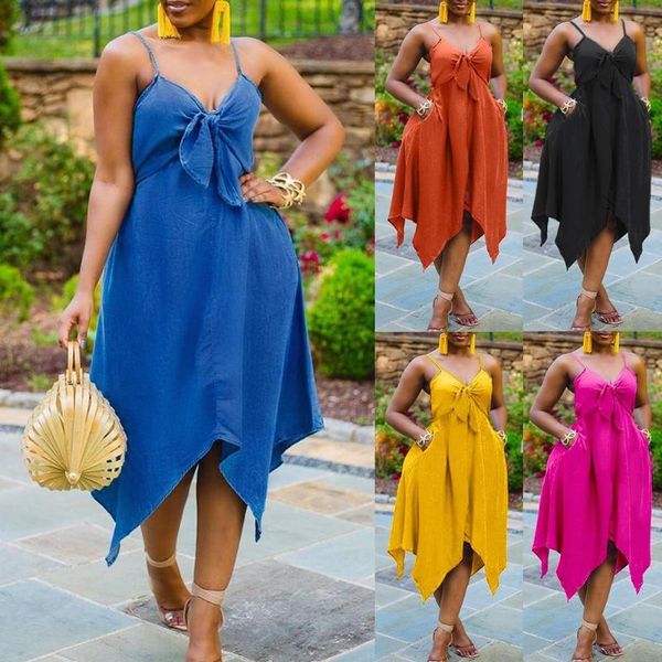 casual elegant dress women sleeveless solid color v-neck irregular hem spaghetti strap dresses, Black;gray
casual elegant dress women sleeveless solid color v-neck irregular hem spaghetti strap dresses, Black;gray