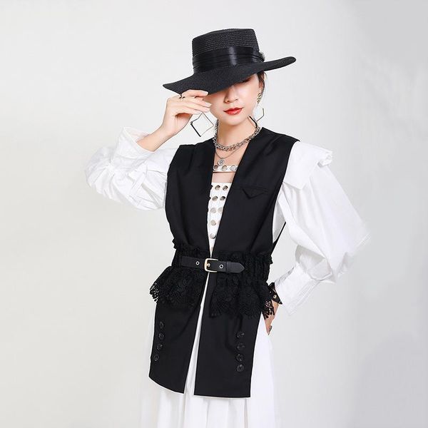 women's vests women loose fit black button split joint temperament vest v-collar sleeveless fashion tide spring summer 2021 k281, Black;white
women's vests women loose fit black button split joint temperament vest v-collar sleeveless fashion tide spring summer 2021 k281, Black;white