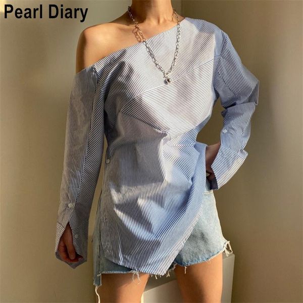 women's blouses & shirts autumn off-shoulder striped shirt women korean fashion casual long sleeve loose female blusas mujer 2021, White
women's blouses & shirts autumn off-shoulder striped shirt women korean fashion casual long sleeve loose female blusas mujer 2021, White