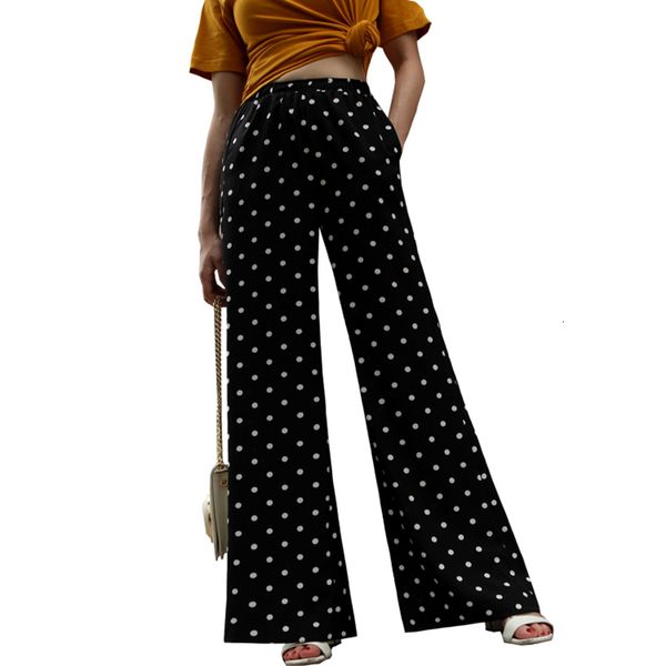 pant spring summer women polka dotted wide leg chiffon ankle pants elastic waist casual white dot loose trumpet black trousers female, Black;white
pant spring summer women polka dotted wide leg chiffon ankle pants elastic waist casual white dot loose trumpet black trousers female, Black;white