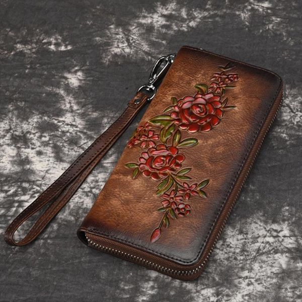 women natural skin long wallet money handy bag id card holder embossed floral genuine leather zipper clutch wrist bags purse, Red;black
women natural skin long wallet money handy bag id card holder embossed floral genuine leather zipper clutch wrist bags purse, Red;black