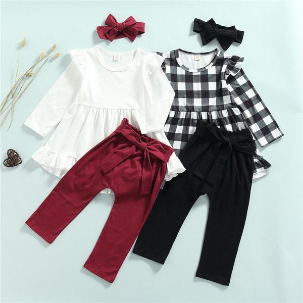 clothing sets 1-5 years 3pcs little girls outfit plaid solid color lace splicing wide hem long sleeve shirt pants headwear set, White
clothing sets 1-5 years 3pcs little girls outfit plaid solid color lace splicing wide hem long sleeve shirt pants headwear set, White