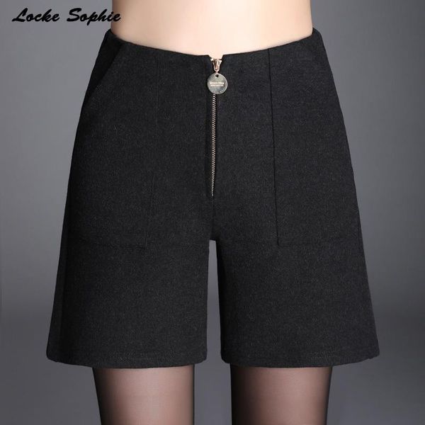 women's shorts 1pcs high waist womens 2021 winter woollen elastic fabric small pocket zipper short ladies skinny wide leg, White;black
women's shorts 1pcs high waist womens 2021 winter woollen elastic fabric small pocket zipper short ladies skinny wide leg, White;black