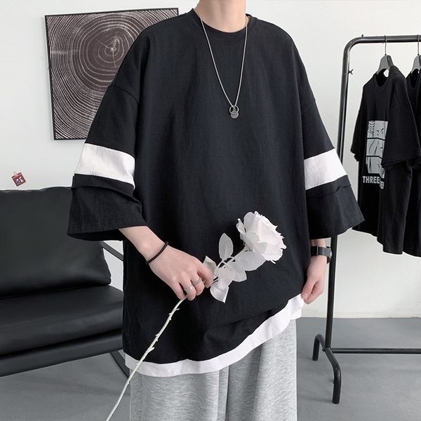 men's t-shirts cotton short-sleeved t-shirt fashion casual summer oversize tshirt men streetwear loose fake two-piece t shirt mens, White;black
men's t-shirts cotton short-sleeved t-shirt fashion casual summer oversize tshirt men streetwear loose fake two-piece t shirt mens, White;black