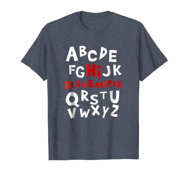 elemenopee funny teacher alphabet abc t-shirt, White;black 
elemenopee funny teacher alphabet abc t-shirt, White;black