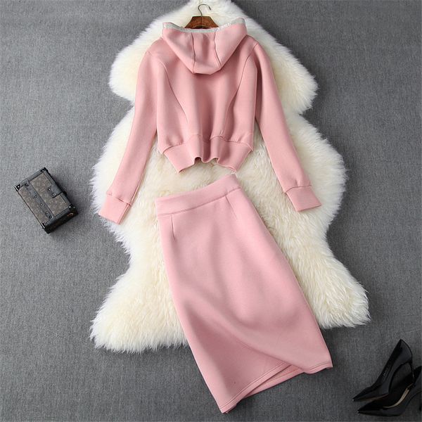 high female two parts girly fashion fall beads with hood and pencil skirt suit, Black
high female two parts girly fashion fall beads with hood and pencil skirt suit, Black
