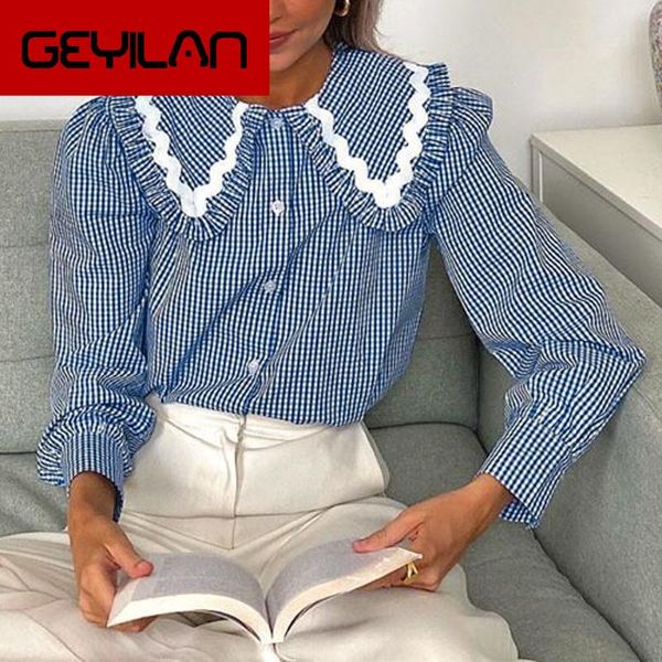 women's blouses & shirts vintage blue plaid turndown collar shirt button long sleeve cotton blouse ladies cute autumn winter women clot, White
women's blouses & shirts vintage blue plaid turndown collar shirt button long sleeve cotton blouse ladies cute autumn winter women clot, White