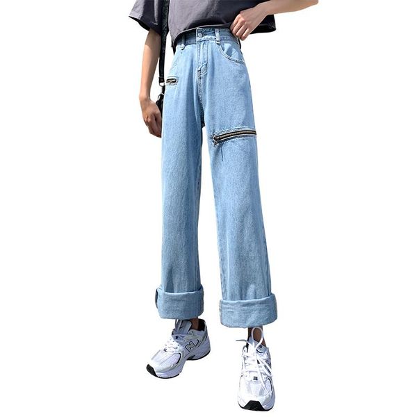 women's jeans 2021 fashion women pants zipper hole loose wide leg casual waist baggy female, Blue
women's jeans 2021 fashion women pants zipper hole loose wide leg casual waist baggy female, Blue