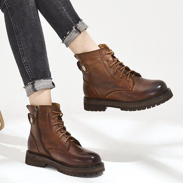boots women's leather, Black