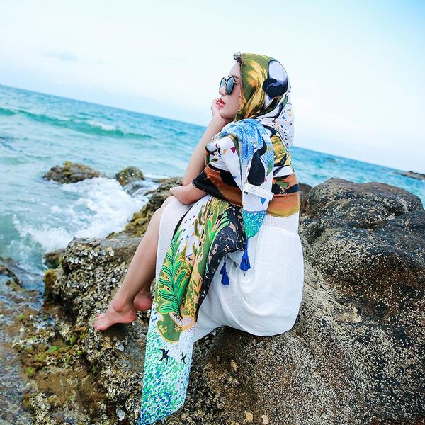 scarves national style scarf female spring summer sunscreen beach towel silk lady printed soft sun protection shawl h3004, Blue;gray
scarves national style scarf female spring summer sunscreen beach towel silk lady printed soft sun protection shawl h3004, Blue;gray