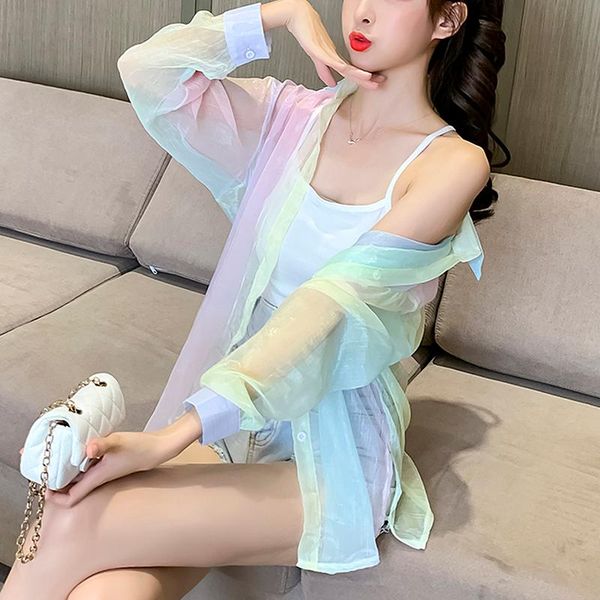 women's blouses & shirts harajuku rainbow blouse women summer long sleeve see through and casual vintage plus siize chemise femme, White
women's blouses & shirts harajuku rainbow blouse women summer long sleeve see through and casual vintage plus siize chemise femme, White
