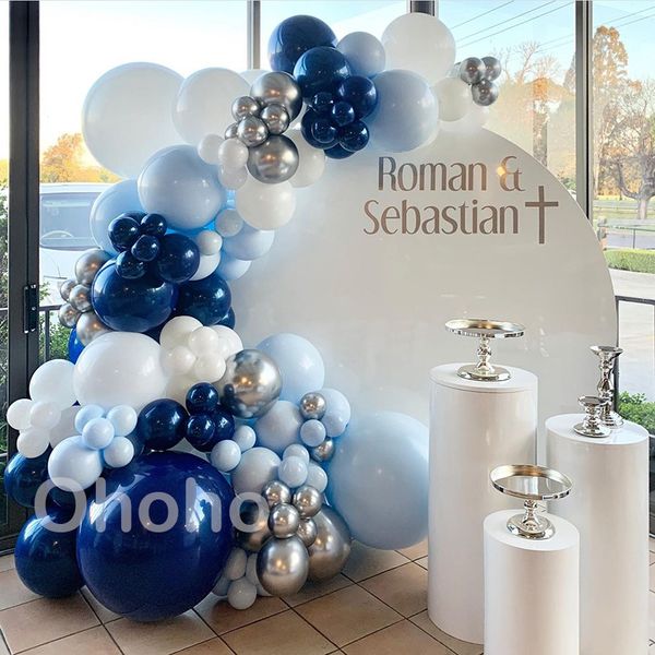 navy blue white silver balloon garland arch kit roman sebastian decor birthday party baby shower christening baptism wedding 
navy blue white silver balloon garland arch kit roman sebastian decor birthday party baby shower christening baptism wedding