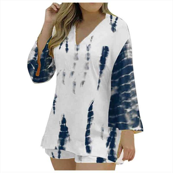 women tie dye t-shirt shorts homewear two pieces suit set shorts bell sleeve v-neck two piece sets outfit for, Gray
women tie dye t-shirt shorts homewear two pieces suit set shorts bell sleeve v-neck two piece sets outfit for, Gray