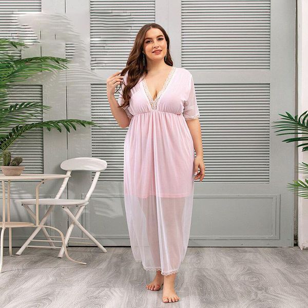 women's sleepwear 2021 summer women lace pink v-neck nightgowns sleepdress plus size dress loose homewear nightwear, Black;red
women's sleepwear 2021 summer women lace pink v-neck nightgowns sleepdress plus size dress loose homewear nightwear, Black;red