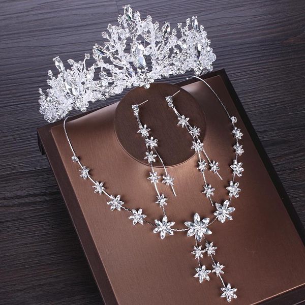 earrings & necklace floral bridal jewelry sets cubic zircon tiara crown earring choker set crystal wedding african beads, Silver
earrings & necklace floral bridal jewelry sets cubic zircon tiara crown earring choker set crystal wedding african beads, Silver
