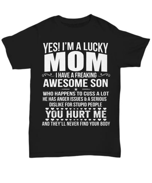 mom of an awesome son t-shirt mother day funny tee gift women love mommy, White;black
mom of an awesome son t-shirt mother day funny tee gift women love mommy, White;black