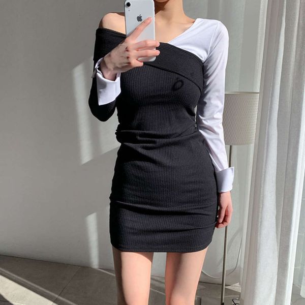 autumn winter careful machine slim fashion splicing temperament hip wrap, White;black
autumn winter careful machine slim fashion splicing temperament hip wrap, White;black
