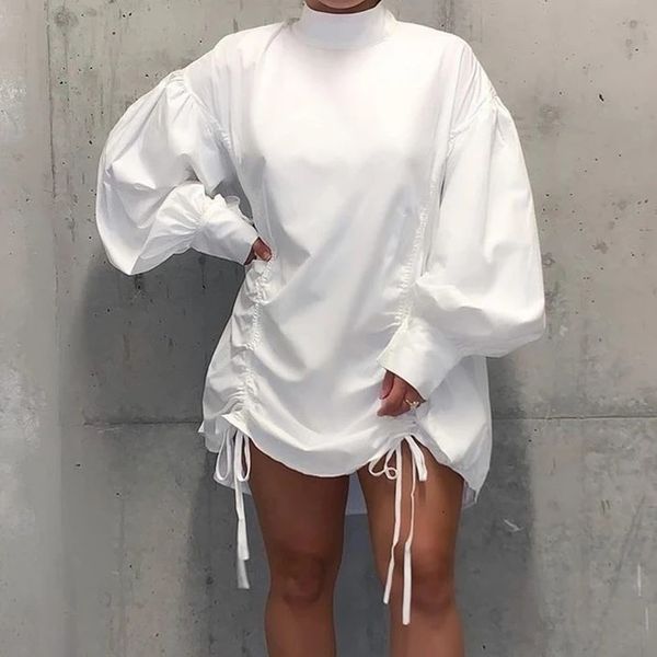 two piece dress women shirt mini long lantern sleeves with draw string casual loose female spring summer fashion vestidos white bl
two piece dress women shirt mini long lantern sleeves with draw string casual loose female spring summer fashion vestidos white bl