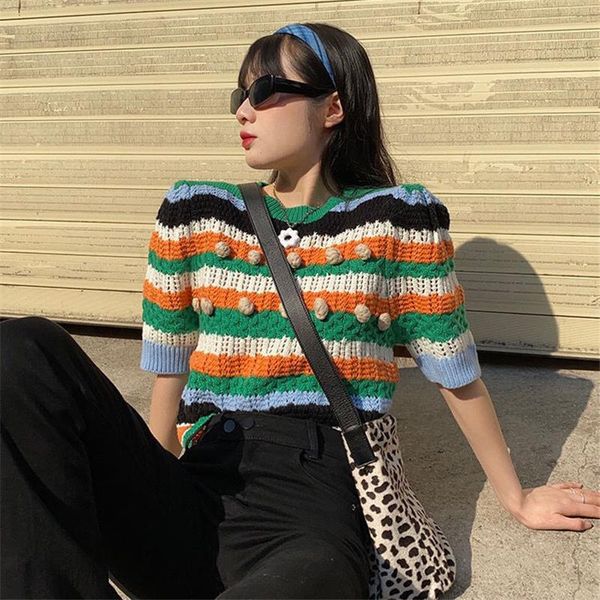 women's t-shirt colorful knitting summer t shirt 2021 femme vintage s kawaii clothes cute korean style plus-size sweet, White
women's t-shirt colorful knitting summer t shirt 2021 femme vintage s kawaii clothes cute korean style plus-size sweet, White