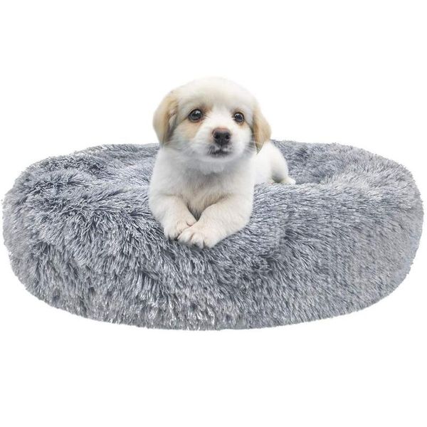 soft dog bed winter warm long plush cat round pet donut for cats and small medium dogs beds & furniture
