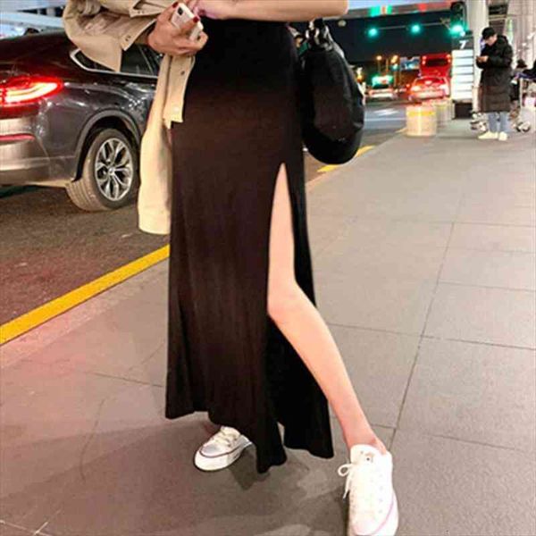 black cotton high women skirt elastic waist split long staight korean summer loose vintage harajuku casual z137
black cotton high women skirt elastic waist split long staight korean summer loose vintage harajuku casual z137