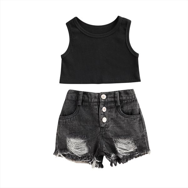 1 6y summer fashion kids girls clothes sets solid sleeveless vest denim shorts 2pcs outfits, White
1 6y summer fashion kids girls clothes sets solid sleeveless vest denim shorts 2pcs outfits, White