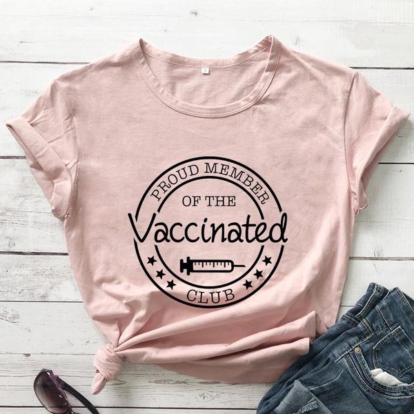 women's t-shirt proud member of the vaccinated club sarcastic women graphhic vaccination tshirt, White
women's t-shirt proud member of the vaccinated club sarcastic women graphhic vaccination tshirt, White