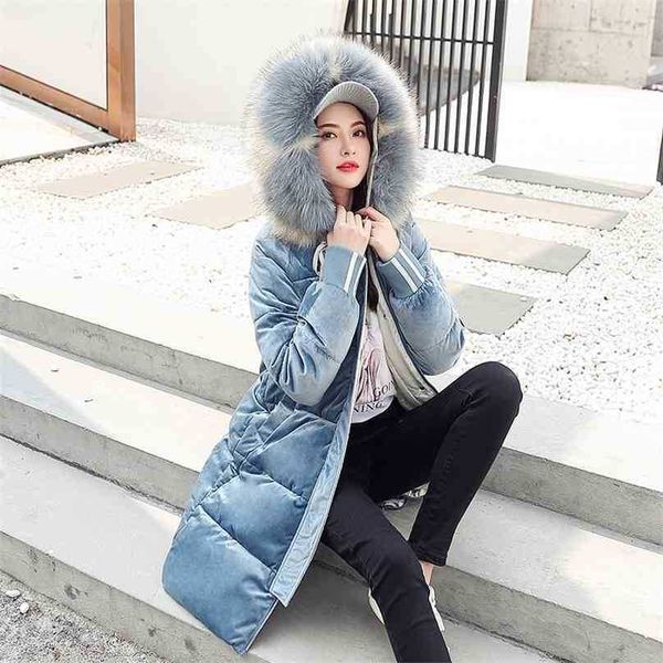 vintage velvet parka women fashion hooded large fur collar long padded jacket female korean thick coat mujer snow wear outwear 210525, Black
vintage velvet parka women fashion hooded large fur collar long padded jacket female korean thick coat mujer snow wear outwear 210525, Black