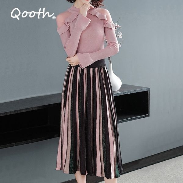 qooth skirts designer runway summer women knitted skirt elegant vintage color patchwork striped fashion qh1811 210609, Black
qooth skirts designer runway summer women knitted skirt elegant vintage color patchwork striped fashion qh1811 210609, Black
