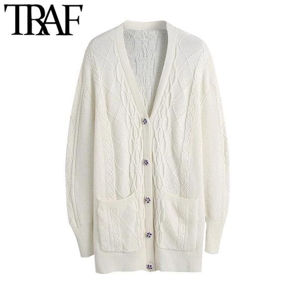women's knits & tees traf women fashion embroidery buttons oversized knitted cardigan sweater vintage long sleeve female pullovers chic, White
women's knits & tees traf women fashion embroidery buttons oversized knitted cardigan sweater vintage long sleeve female pullovers chic, White
