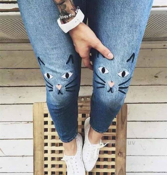 Women's Jeans Womens Kawaii Cat Embroidery Denim Pants Light Blue High Waist Skinny Feminino Taille Haute Pantalon
Women's Jeans Womens Kawaii Cat Embroidery Denim Pants Light Blue High Waist Skinny Feminino Taille Haute Pantalon