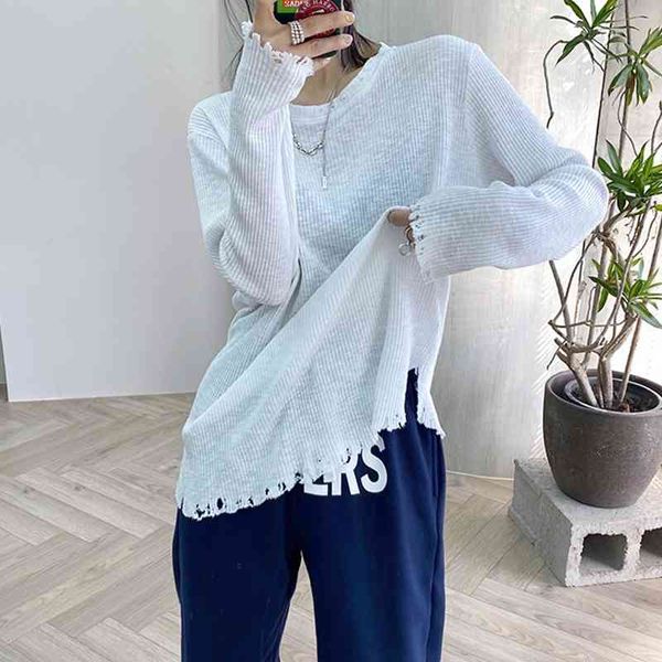 spring new high elastic o neck loose solid hole bottomed t-shirt women 210421, White
spring new high elastic o neck loose solid hole bottomed t-shirt women 210421, White