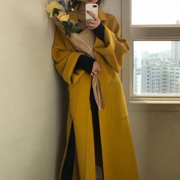 women's wool & blends elegant solid long coat women batwing sleeve loose drop shoulder pocket split hem chic stylish jacket, Black
women's wool & blends elegant solid long coat women batwing sleeve loose drop shoulder pocket split hem chic stylish jacket, Black