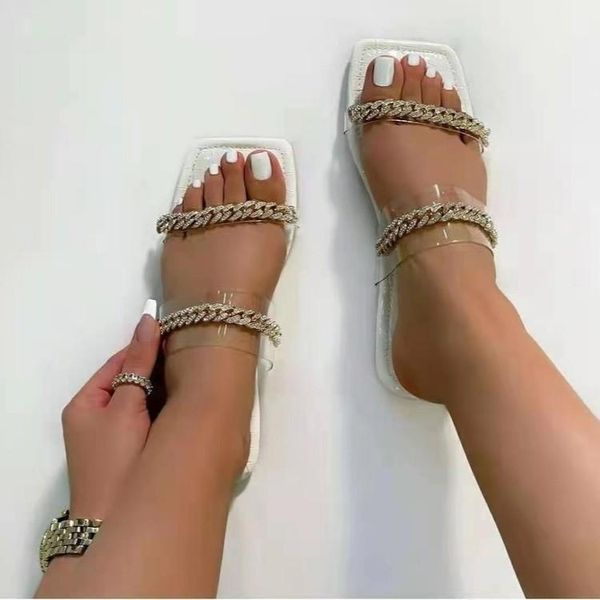 sandals 2021plus size summer flat-bottomed square toe women's shoes rhinestone one-line slippers female metal chain, Black
sandals 2021plus size summer flat-bottomed square toe women's shoes rhinestone one-line slippers female metal chain, Black